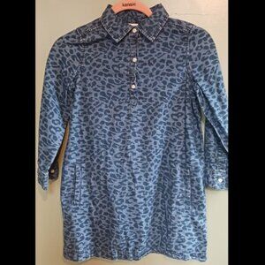 Leopard-Print Denim Size 10 Girl's Dress